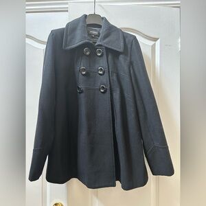 CoffeeShop Elegant Black Double Breasted Pea Coat
